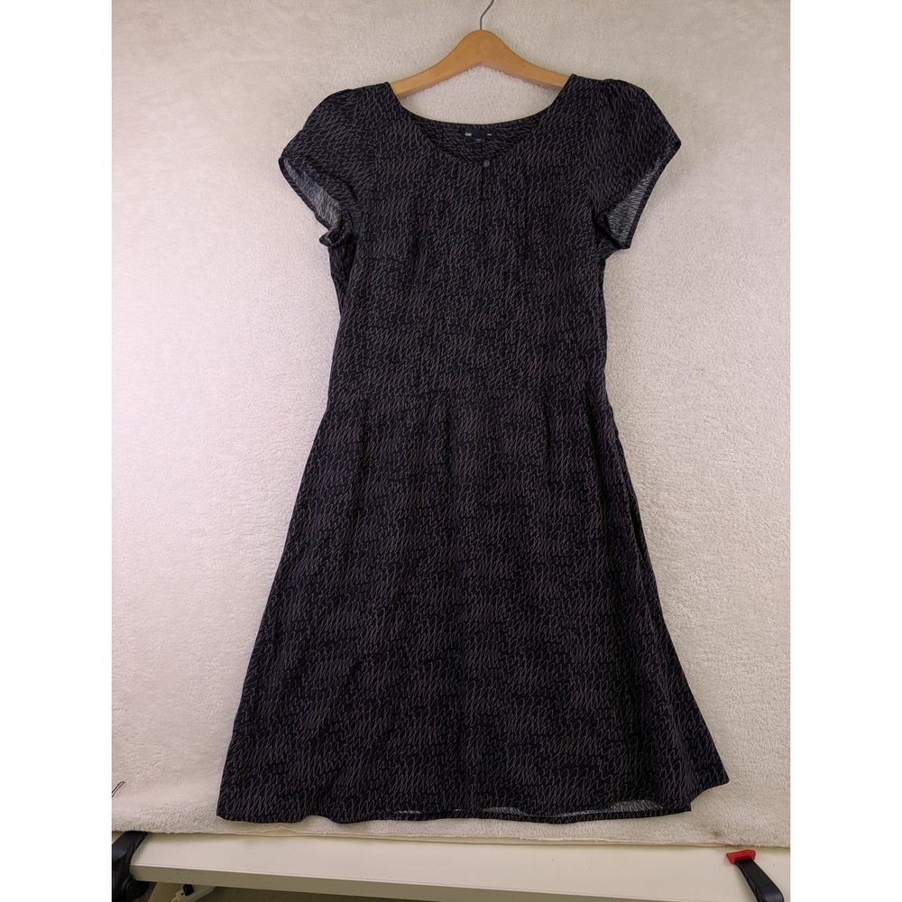 Gap Womens Navy Purple Abstract Print Short Sleeve Fit & Flare Dress Size 10
